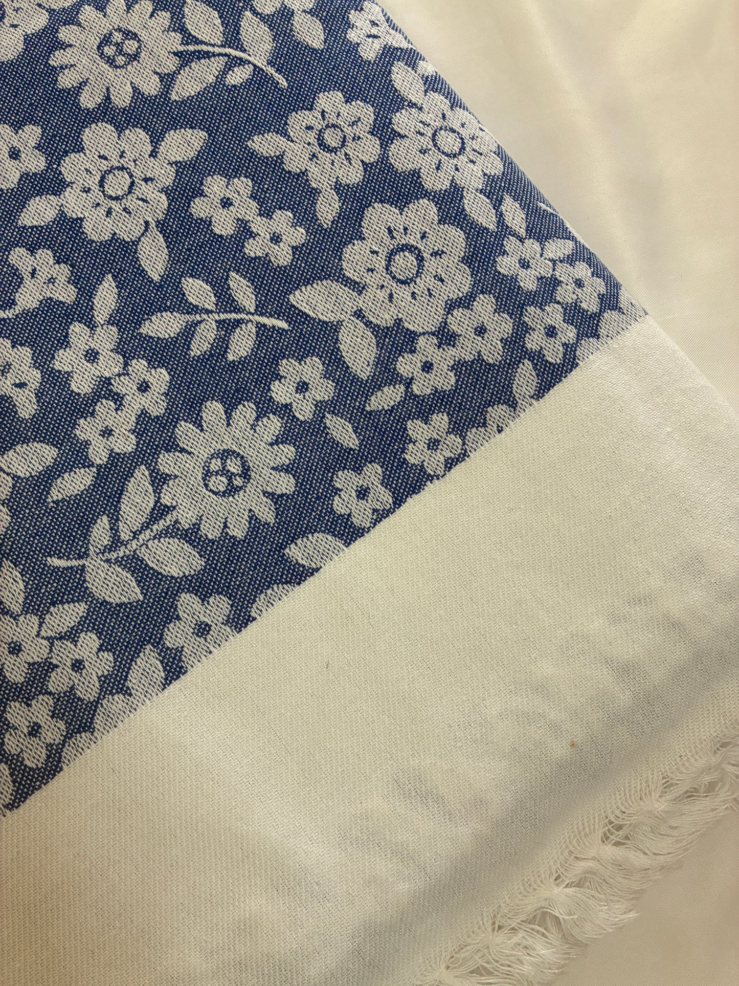Blue Floral Double Size Cotton Blanket