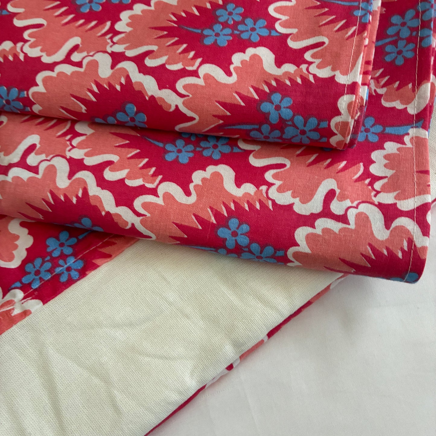 Red Floral Queen Size Bedspread 90x100 inches ( 2 PILLOW COVERS)