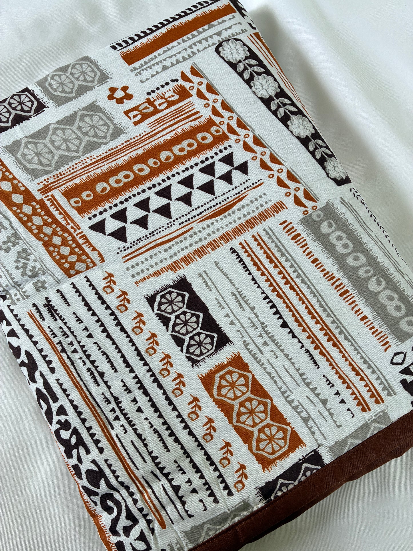 Brown Abstract Single Size Cotton Dohar