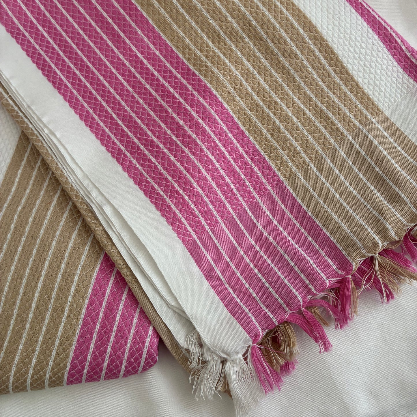 Pink Stripes Extra Long Cotton Bath Towel