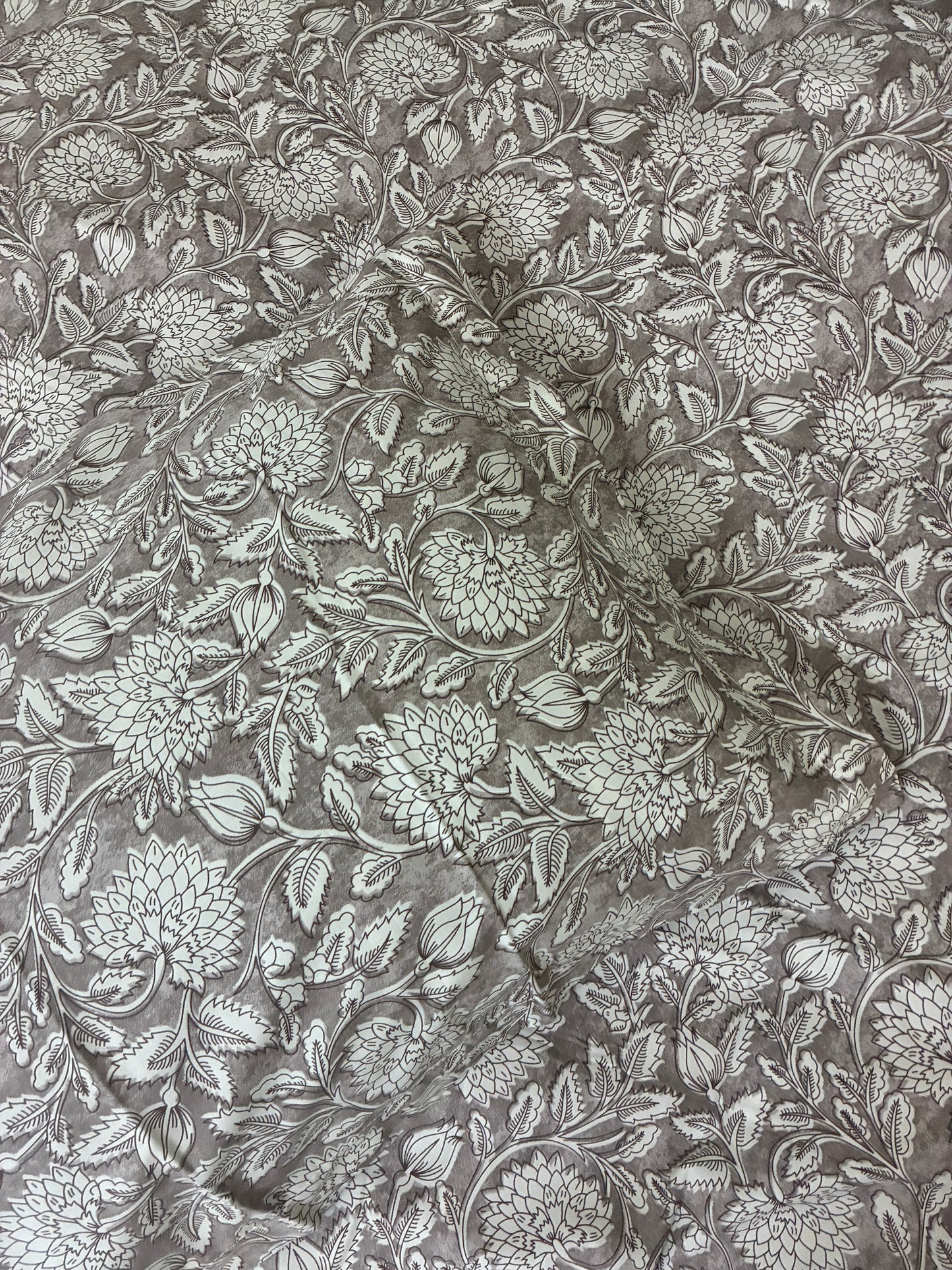 Grey Floral Super King Size Bedspread 120x 120 inches