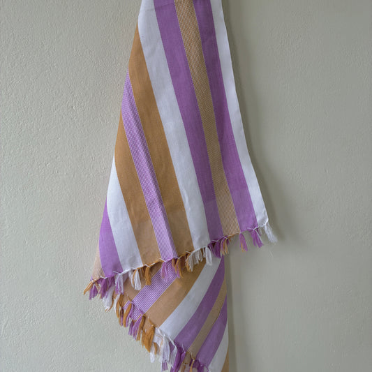 Purple & Brown Stripes Cotton Bath Towels