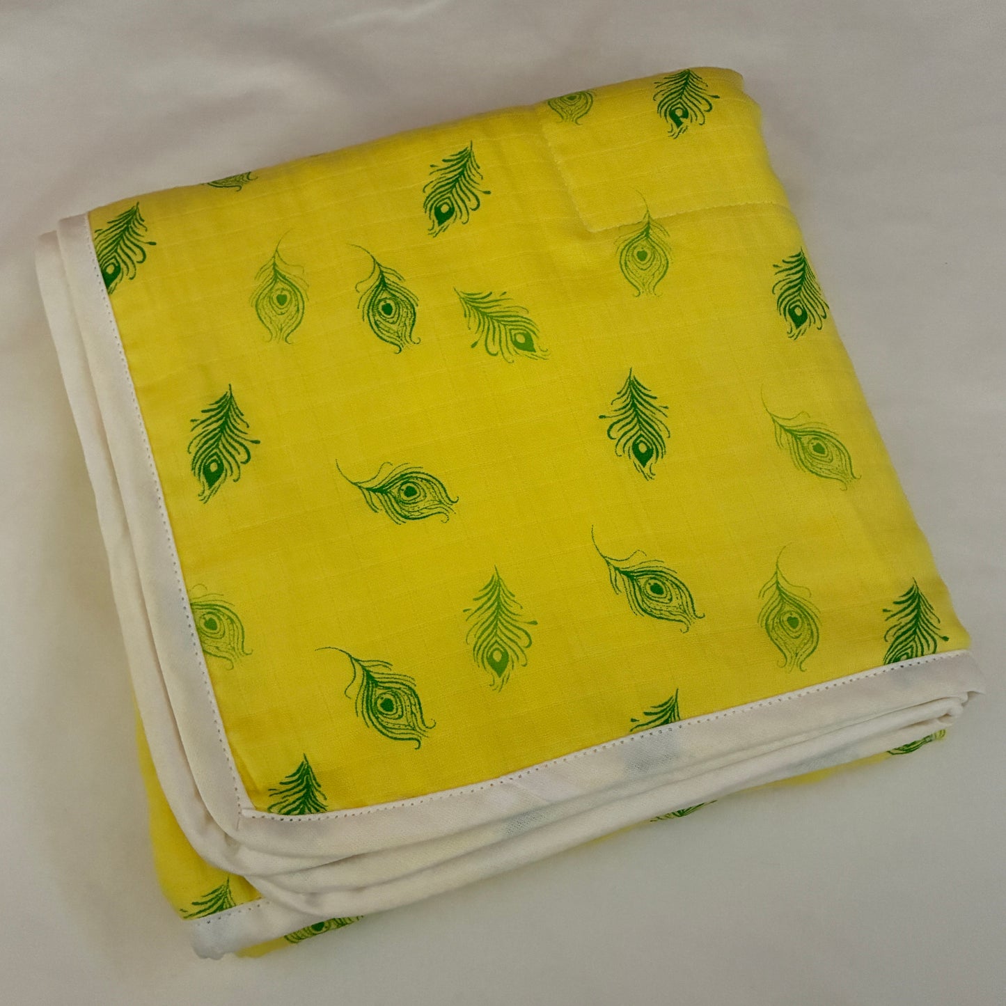 Yellow Feather Muslin Blanket/ Dohar