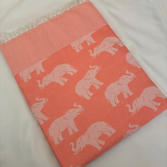 Orange Elephant Single Size Blanket / Throw