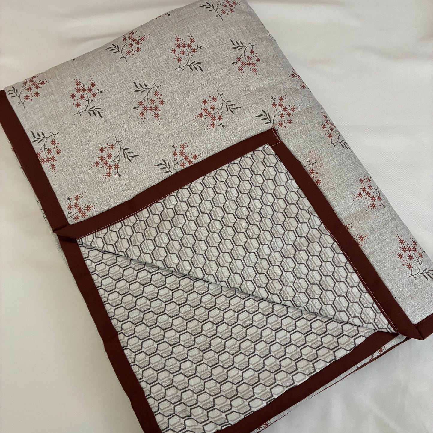 Maroon Floral Single Size Cotton Dohar