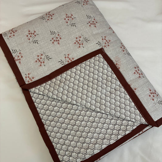 Maroon Floral Single Size Cotton Dohar