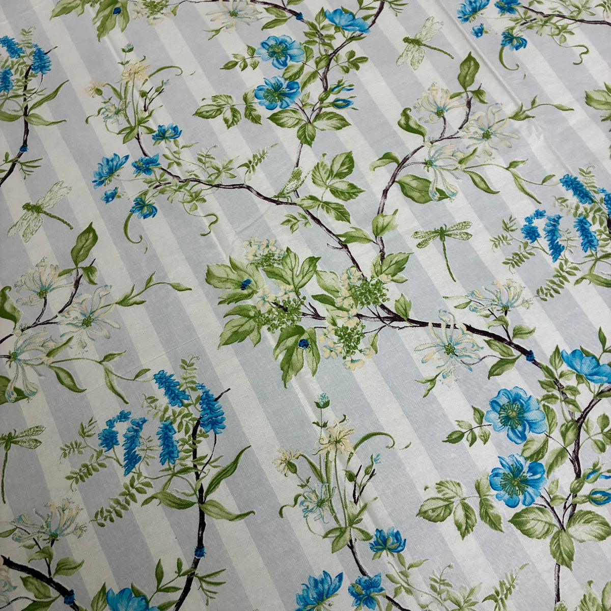 300 TC Blue Floral King Size Cotton Bedspread 108x108 inches