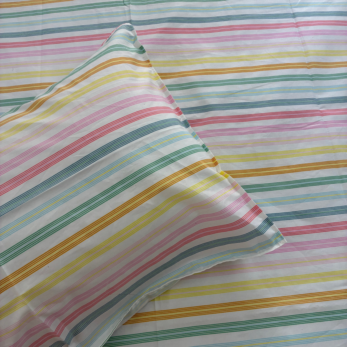 Multicolour Stripes Satin Cotton King Size Bedspread 100x110 inches