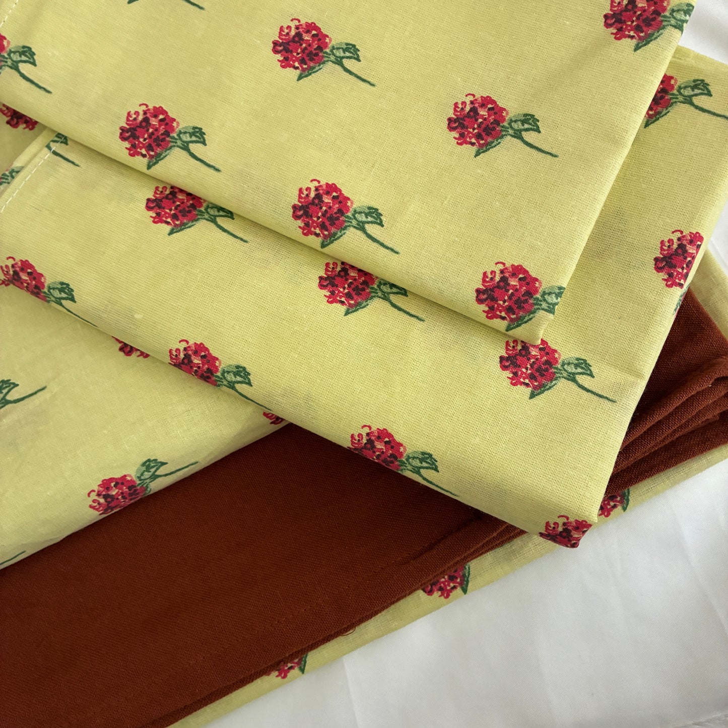 Yellow Floral King Cotton Bedspread 100x110 inches (2 pillow covers)