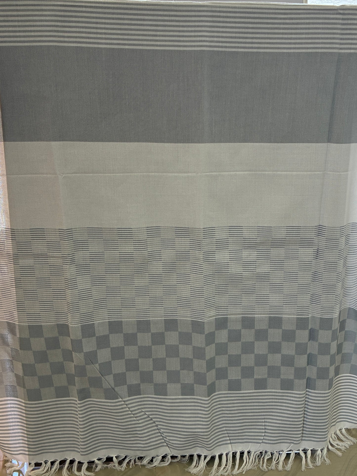 Grey Checks Bamboo Bath Towels
