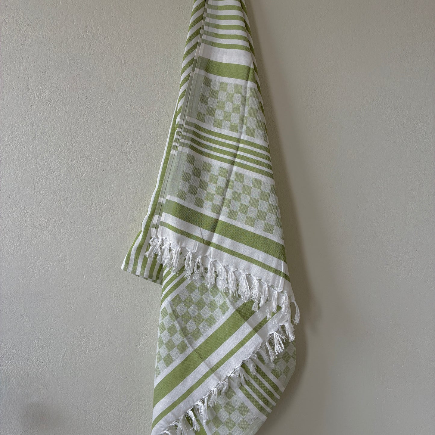 Green Checks Bamboo Bath Towels