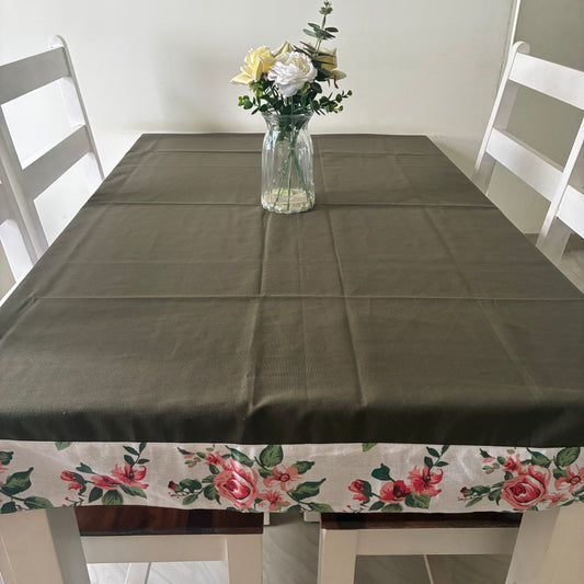 Plain with Floral Border 4 Seater Table Covers