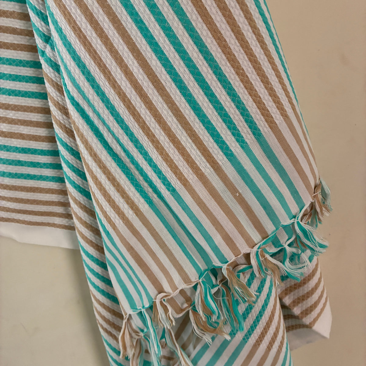 Blue with Brown Cotton Bath Towels