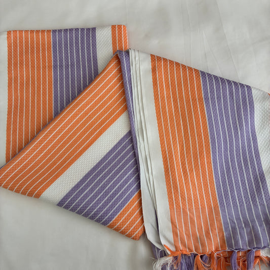 Orange Stripes Extra Long Cotton Bath Towel