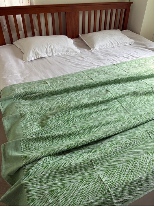 Green Dual Tone Cotton  Blanket/ Throw