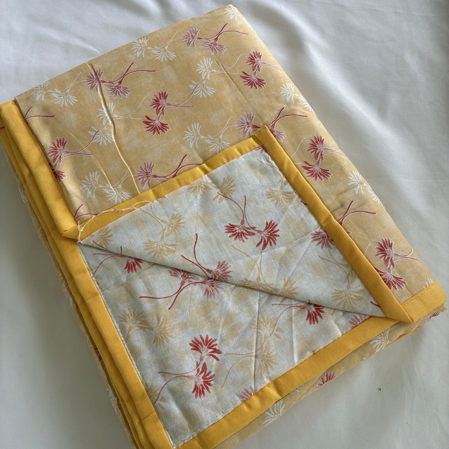 Yellow Floral Single Size Cotton Dohar