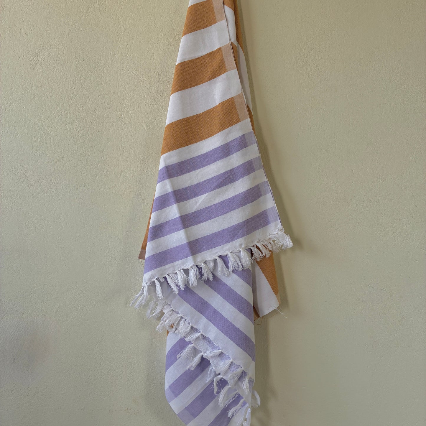 Brown with Lavender Stripes Cotton Bath Towels