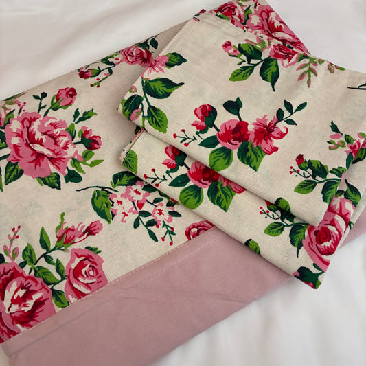Rose Floral Queen bedspread 90x100 in(2 pillow covers)