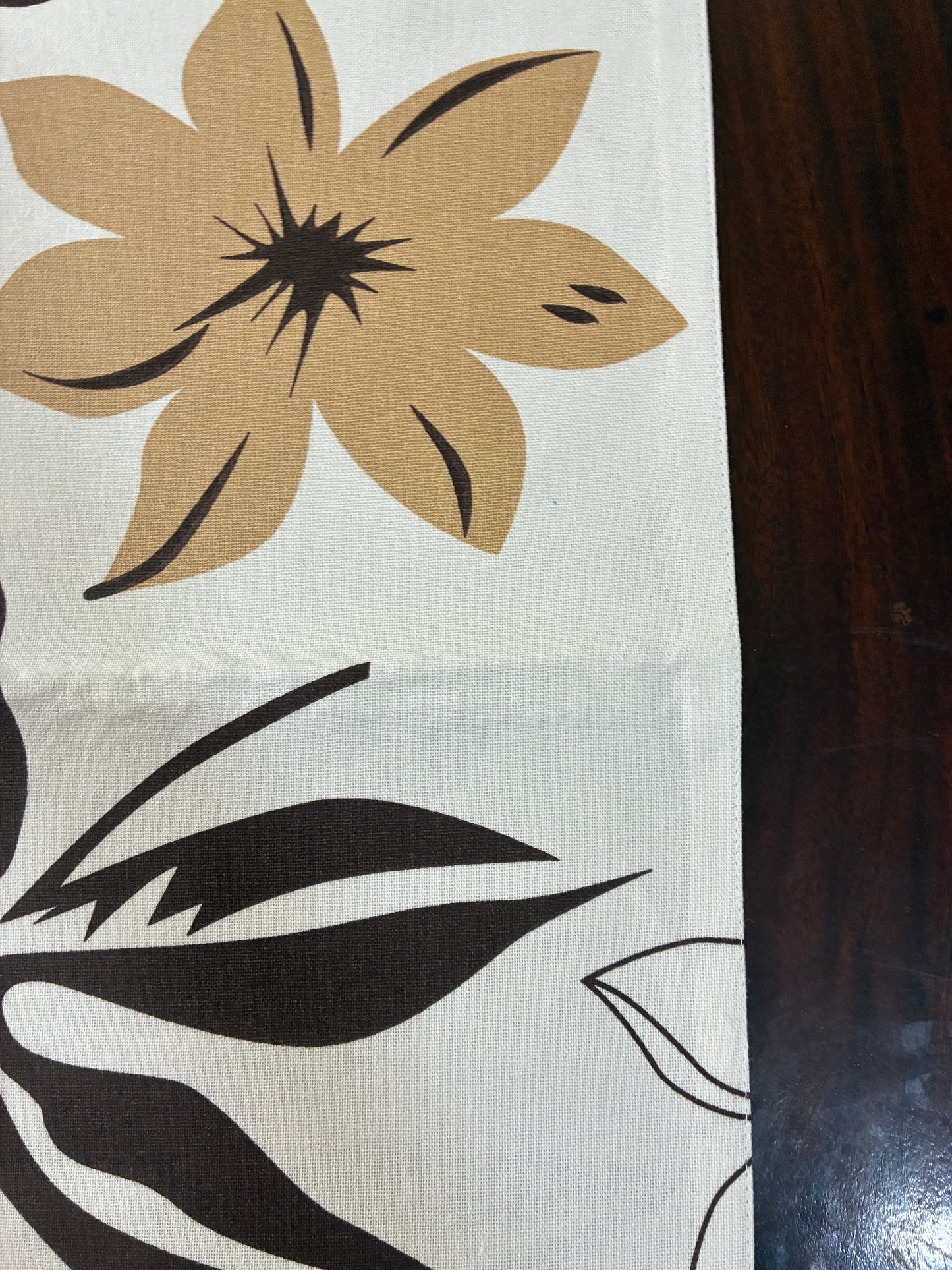 Brown Floral Table Runner 5.5 ft  long