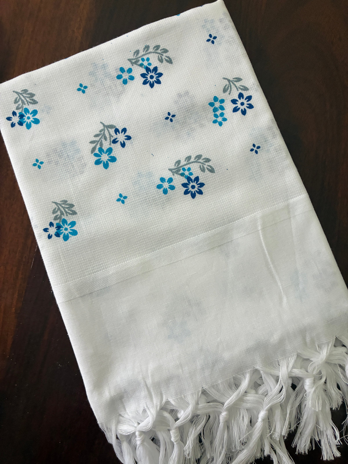 White floral Cotton Bath Towels