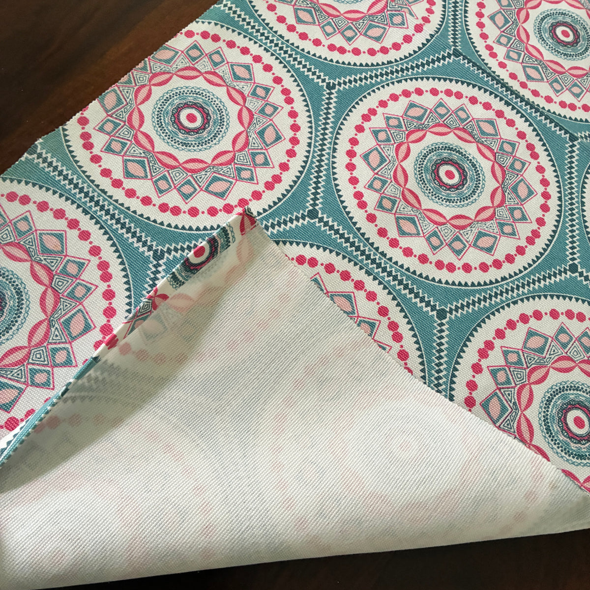 Teal Mandala Table Runner 3 ft long
