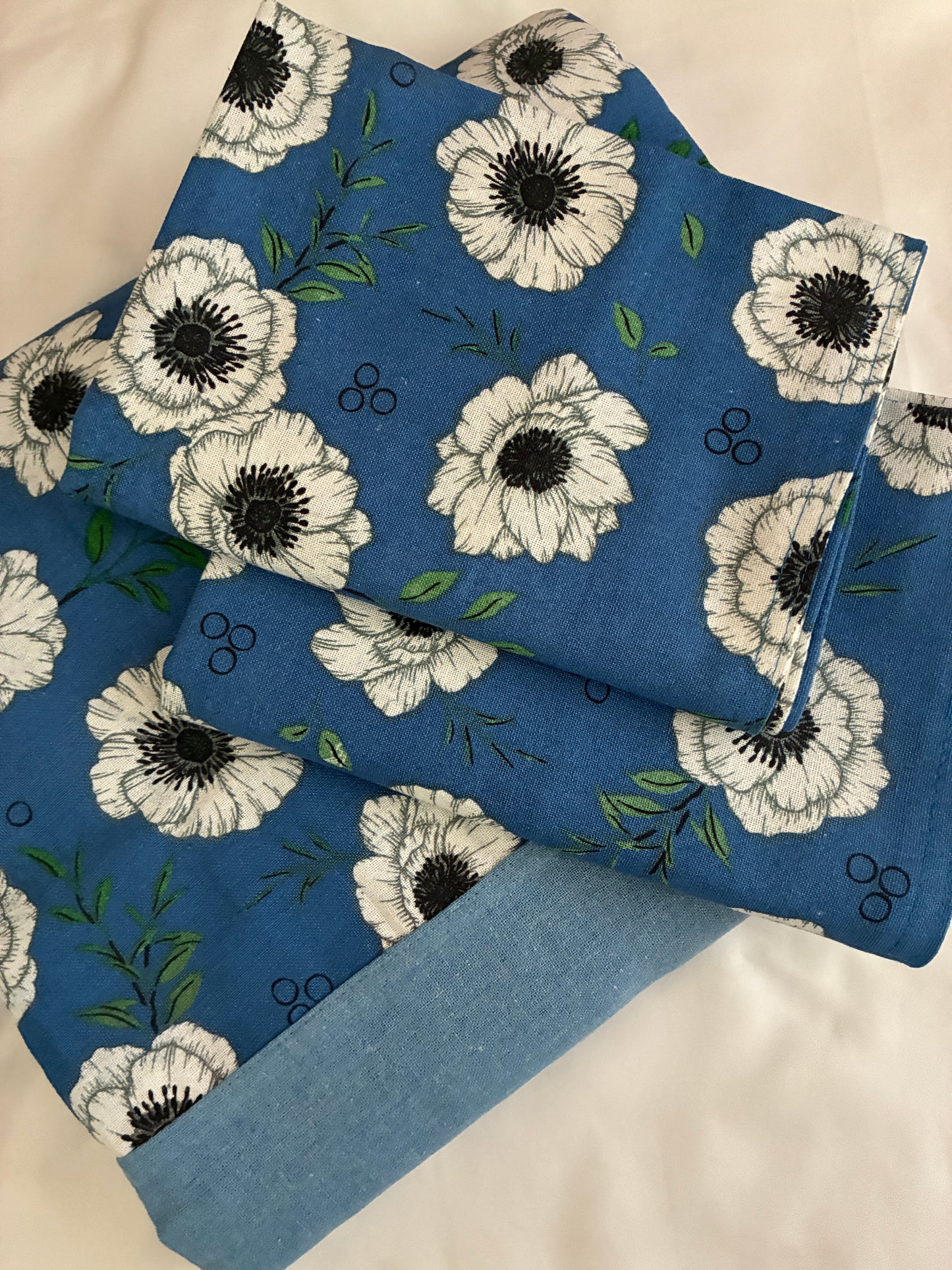 Blue Floral  King Size Cotton Bedspread 100x110 inches