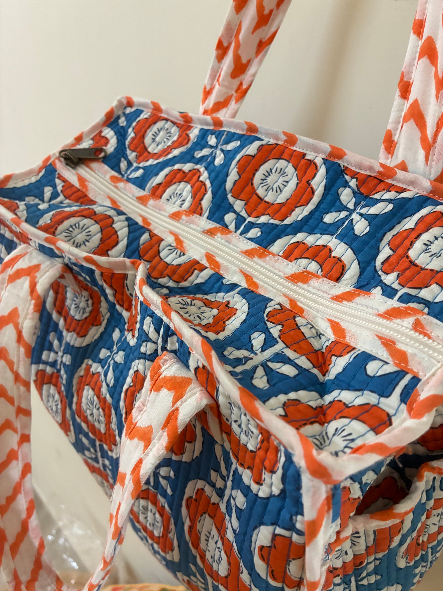 Quilted Waterproof Mini Tote / Lunch Bag with Zip Closure