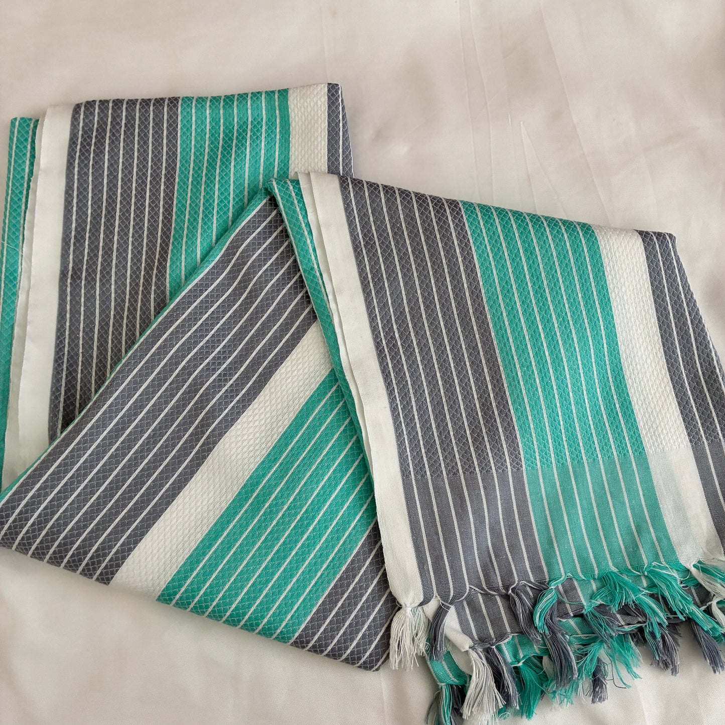 Turquoise stripes Extra Long Cotton Bath Towel