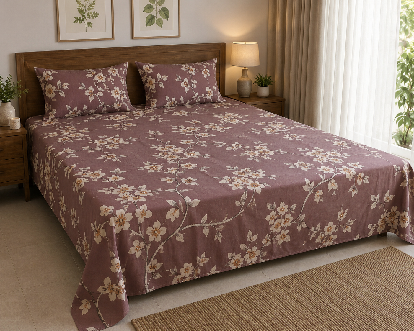 Super King Size Bedspread 120x 120 inches (2 PILLOW COVERS)