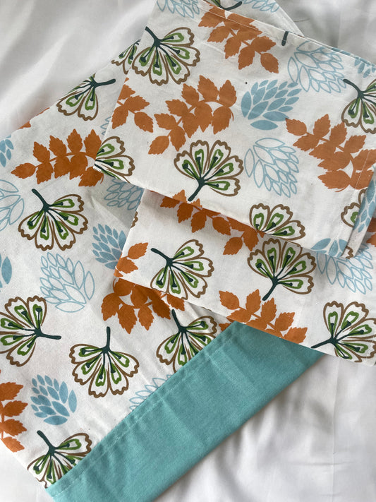 Blue Floral Queen Size bedspread 90x100 inches