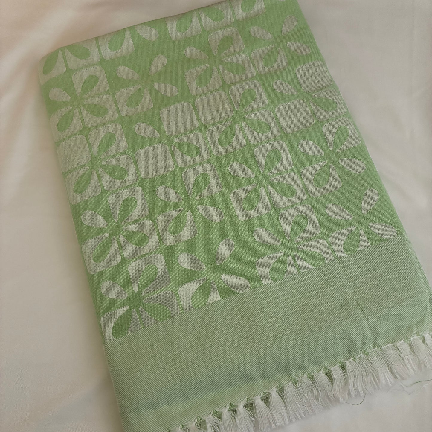 Green Floral Single Size Blanket / Throw
