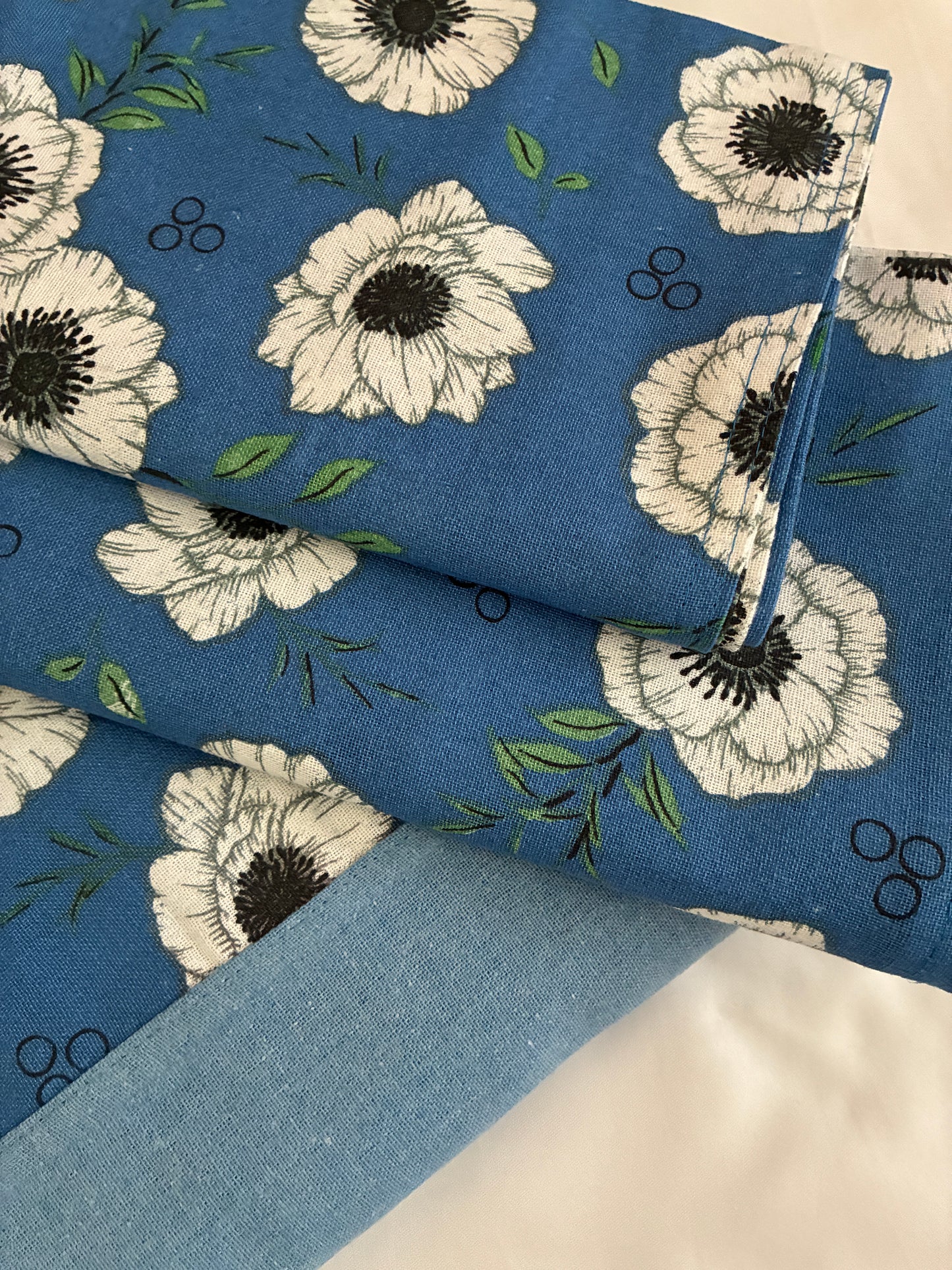 Blue Floral  King Size Cotton Bedspread 100x110 inches
