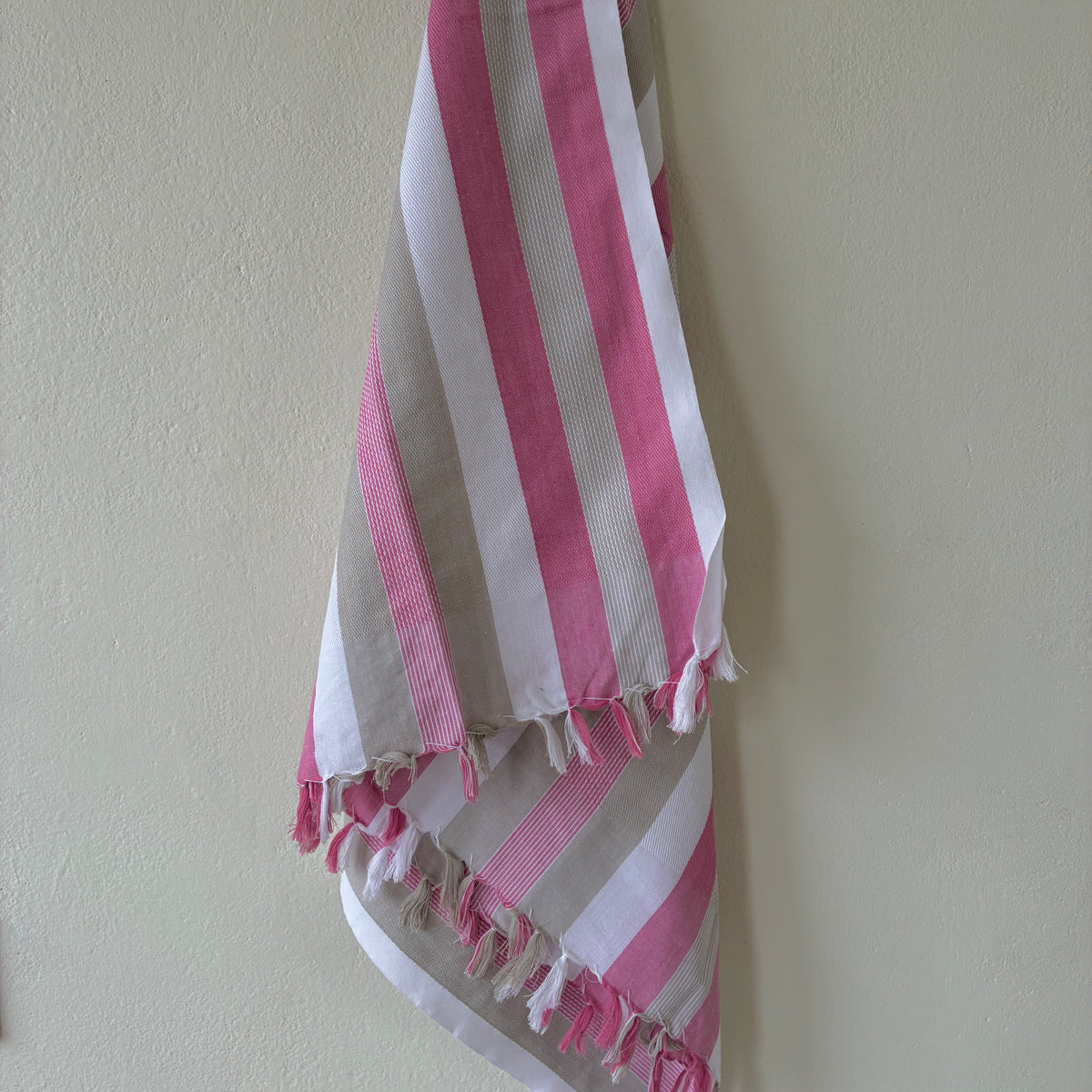 Pink & Grey Stripes Cotton Bath Towels