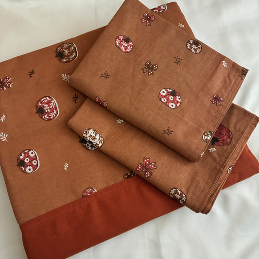 Brown Pumpkin King Size Cotton Bedspread 100x110 inches (2 pillow covers)