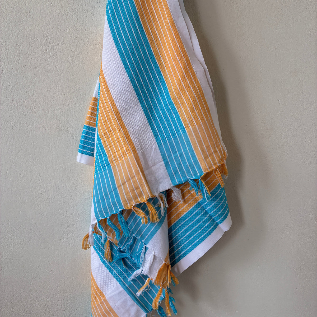 Blue & Yellow Stripes Cotton Bath Towels