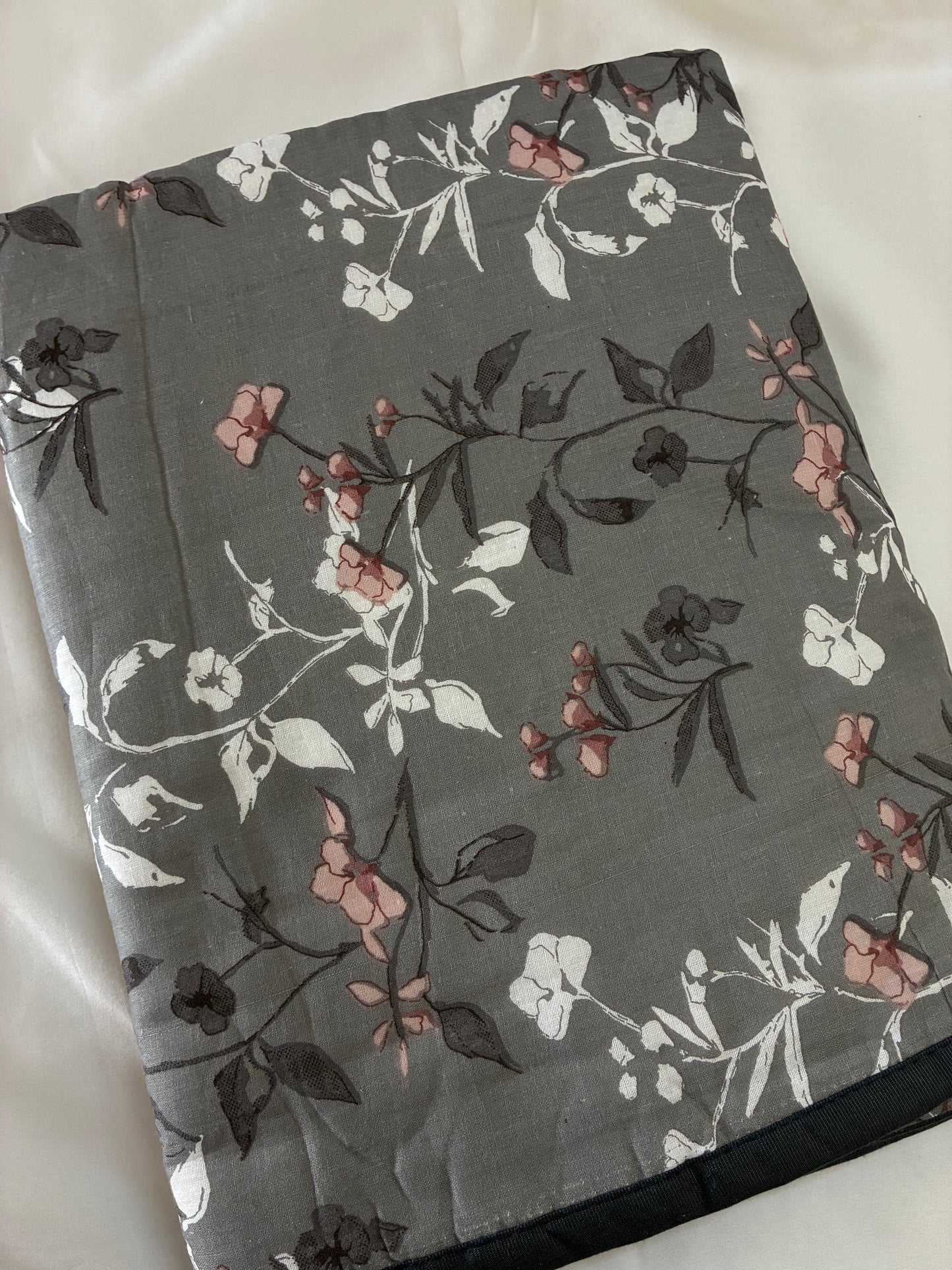 Elephant Grey Floral Single Size Cotton Dohar