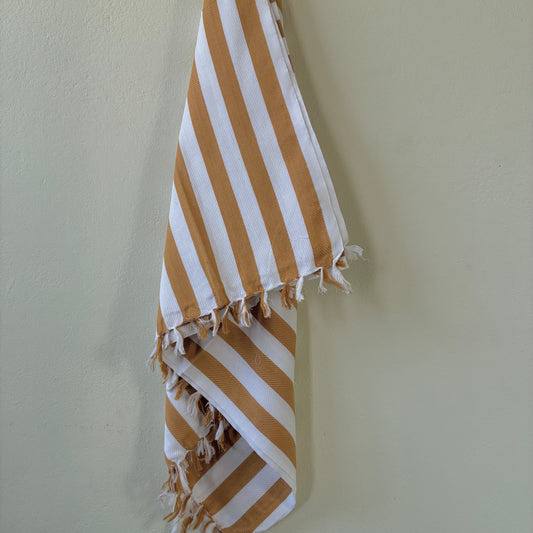 Light Brown Stripes Cotton Bath Towels