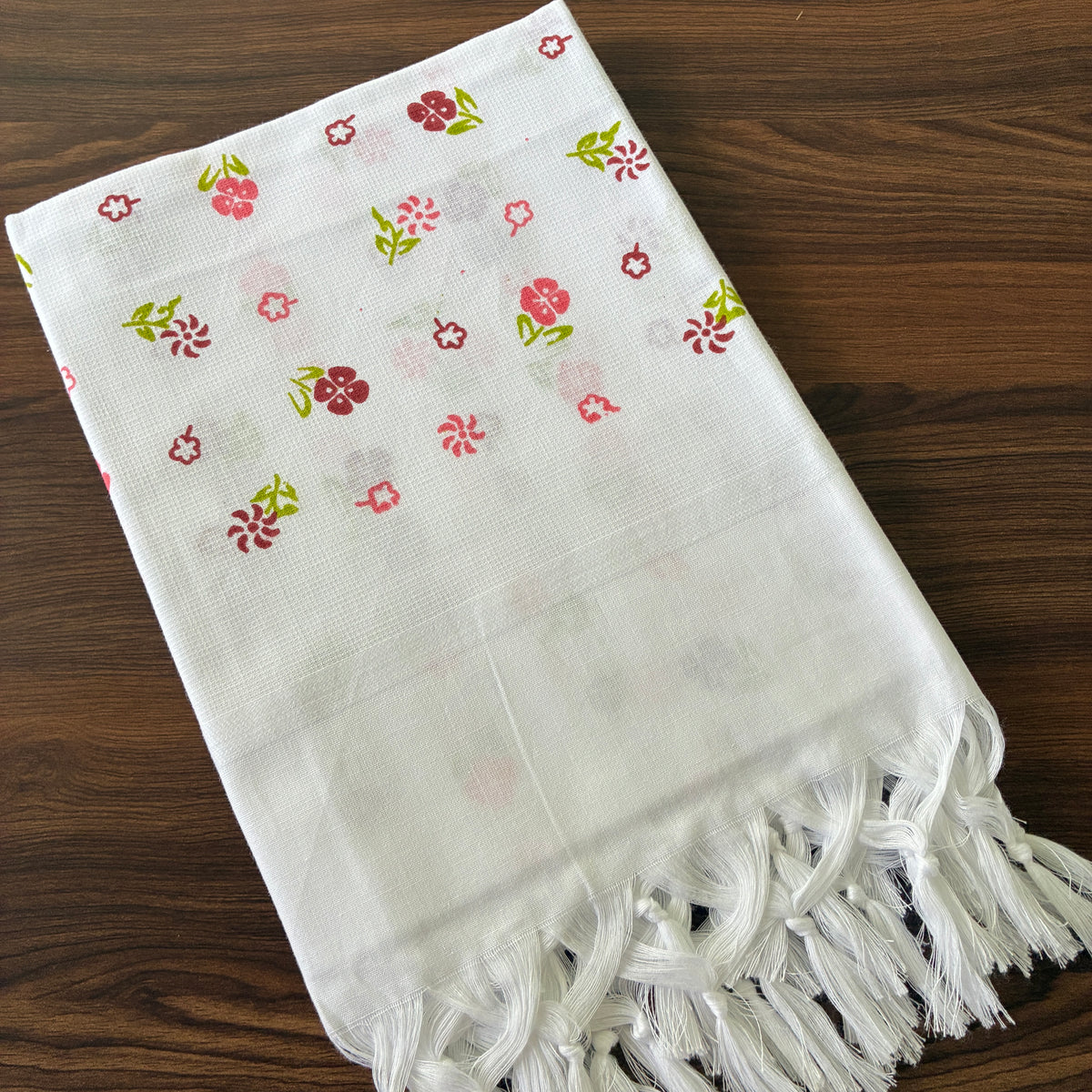 White floral Cotton Bath Towels