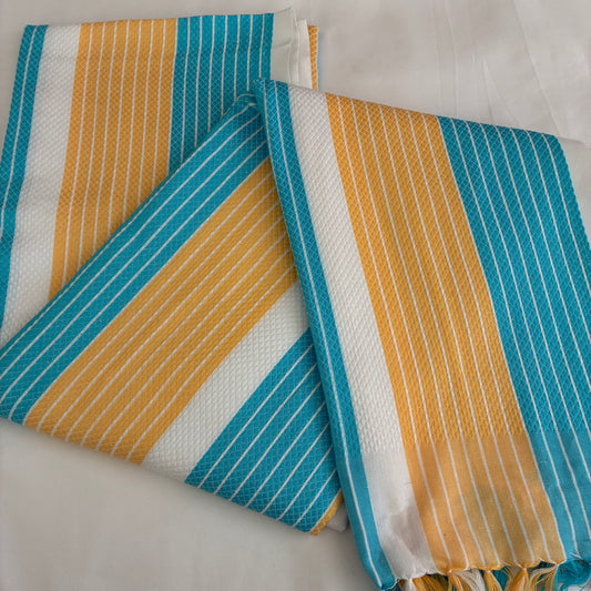 Blue Stripes Extra Long Cotton Bath Towel