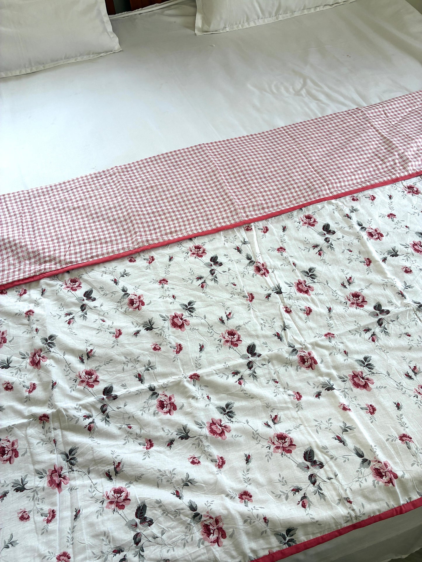 Pink Floral Single Size Cotton Dohar
