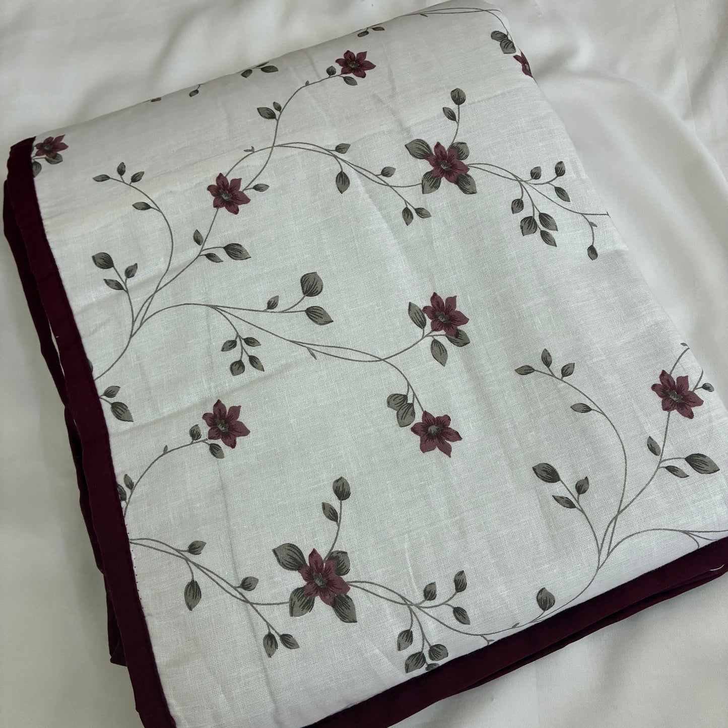 Burgundy floral Reversible Cotton Double Size Dohar