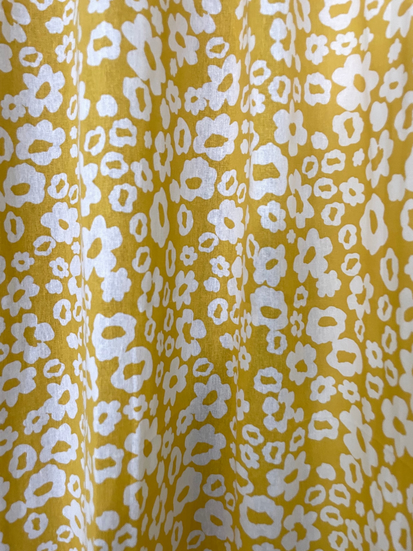 Yellow Floral Print Cotton Curtains