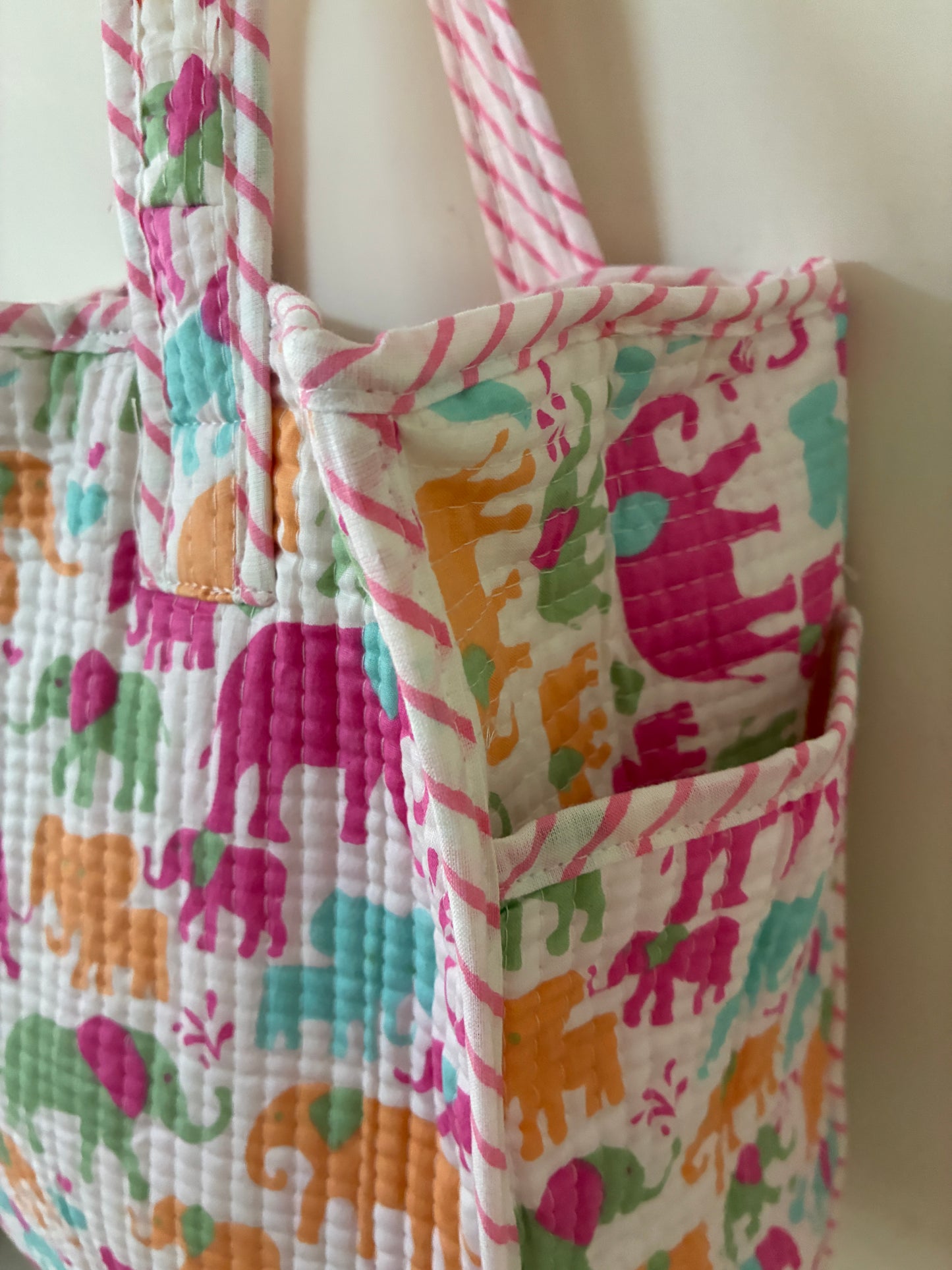 Quilted Waterproof Mini Tote / Lunch Bag with Zip Closure