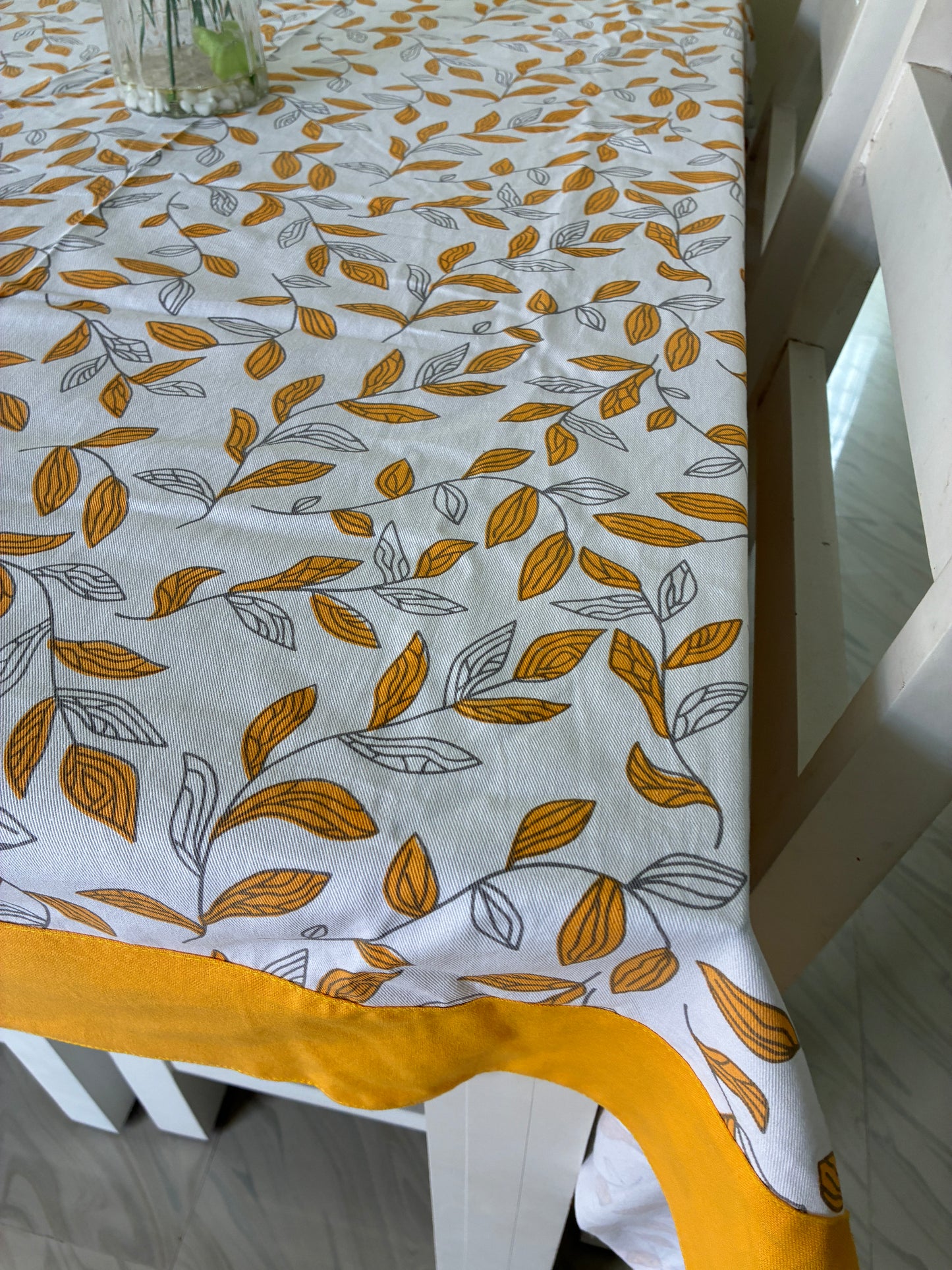 Yellow Leaf 6 Seater Table covers