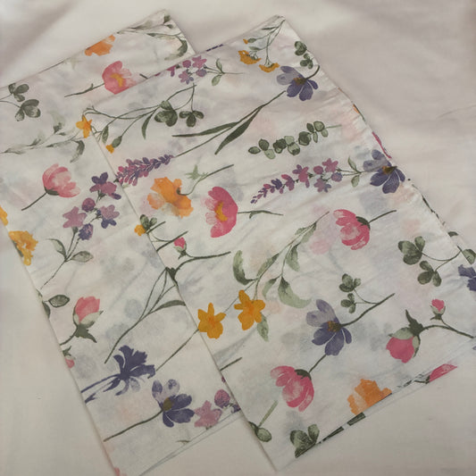 Pink Floral Cotton Pillow Covers