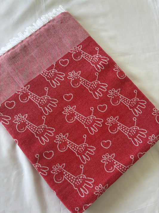 Red Giraffe Blanket/ Throw