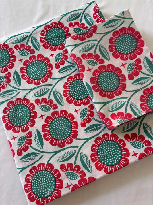 Floral Single Size Cotton Bedspread with 1 Pillow Cover 60 x 90 in