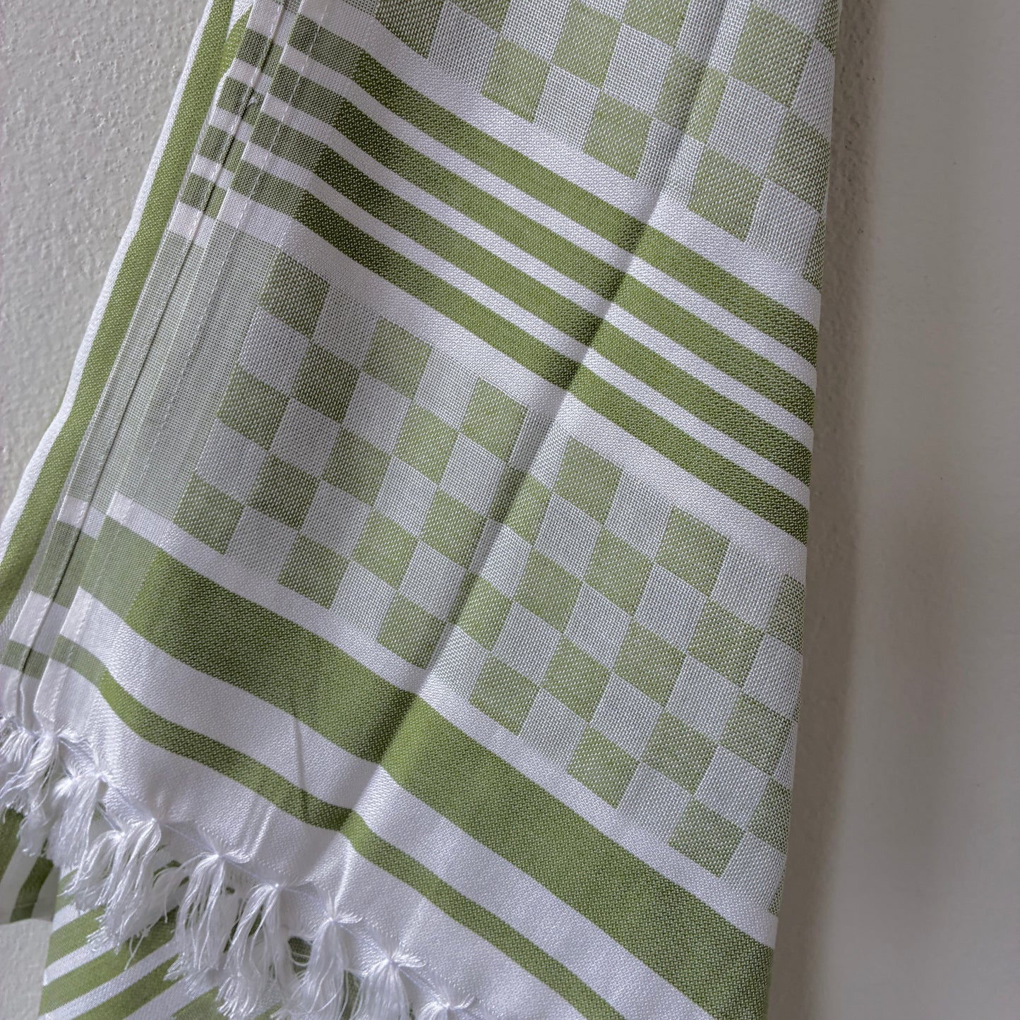 Green Checks Bamboo Bath Towels