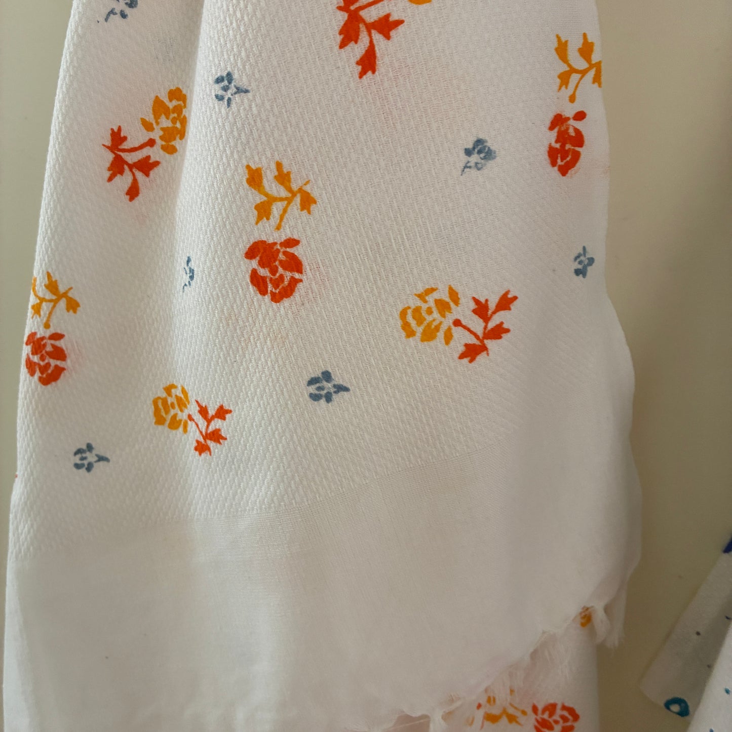 White Floral Cotton Bath Towel (Price for 1 Piece)