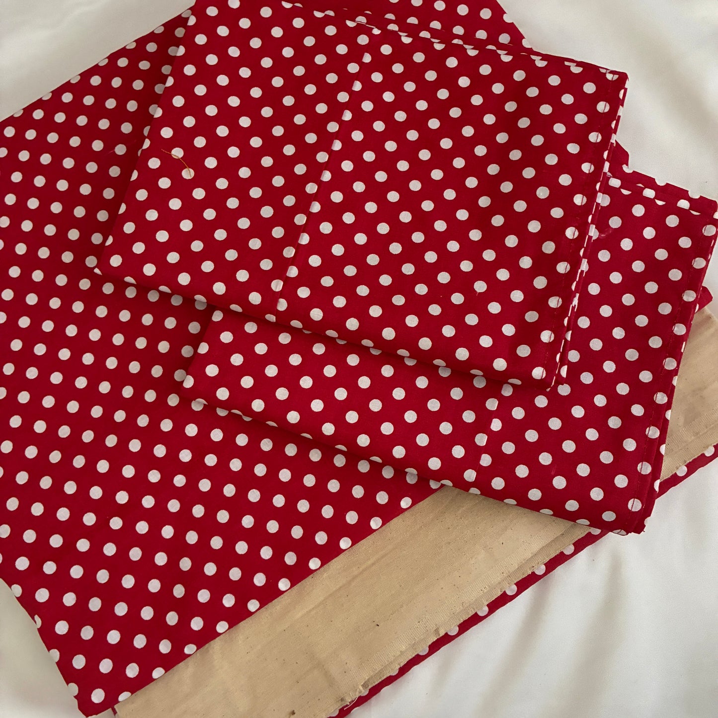 Cherry Dots King Size Cotton Bedspread 100x110 inches (2 pillow covers)